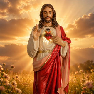 Blessing Sacred Heart of Jesus Statue hand-painted resin 100 cm