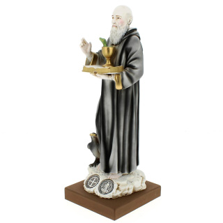 Saint Benedict Statue with Medals Hand-Painted Resin 30 cm