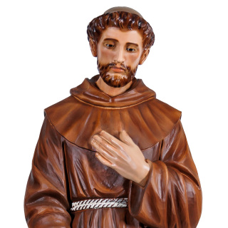 Saint Francis of Assisi with wolf resin statue 80 cm