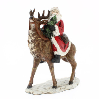 Figura de Papá Noel en un alce 30 cm