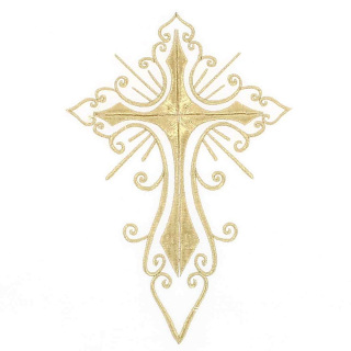 Altar cloth embroidered with Cross and gold ornamental borders 160×300 cm