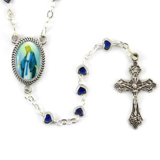 Blue Metal Heart Rosary Bead 6x4 mm