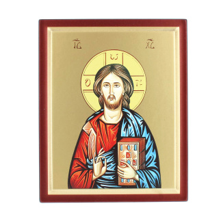 Icono Cristo Pantocrátor sobre madera estilo bizantino 20,6x25,5 cm