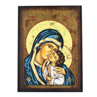 Icono Bizantino Virgen con Niño sobre Madera 36x48 cm