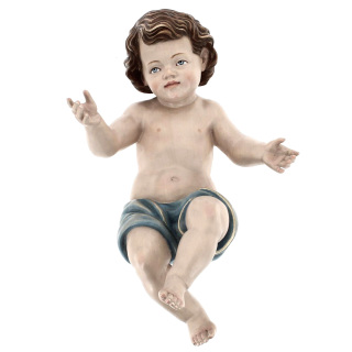 Baby Jesus painted wood 42 cm
